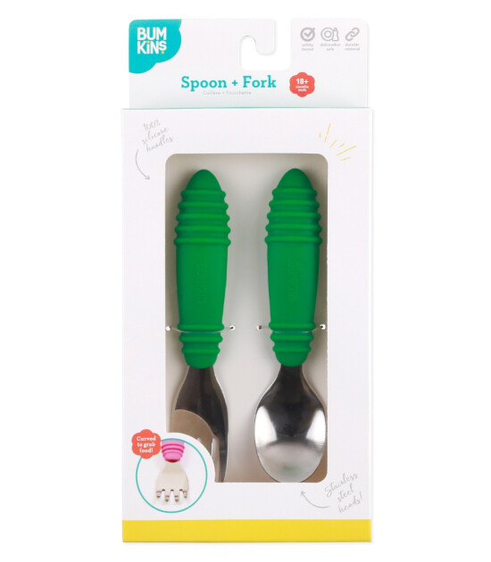 Bumkins Paslanmaz Çelik Çatal Kaşık Set // Jade