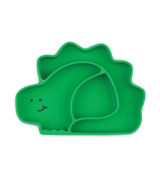 Bumkins Silikon Vakumlu Bölmeli Tabak // Green Dino