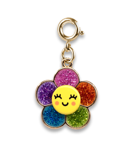 Charm It! Kolye & Bileklik Charm // Gold Glitter Happy Flower