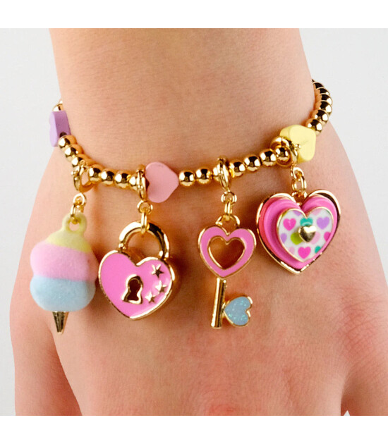 Charm It! Kolye & Bileklik Charm // Gold Heart Key