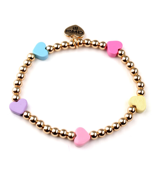 Charm It! Boncuk Bileklik // Gold Multi Heart