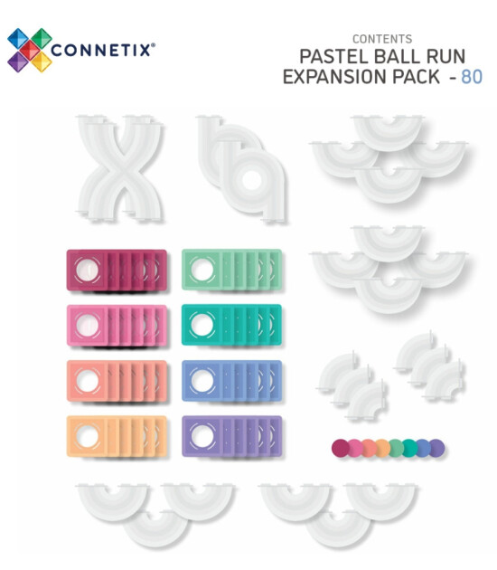 Connetix Pastel Ball Run Expansion Set (80 Parça)