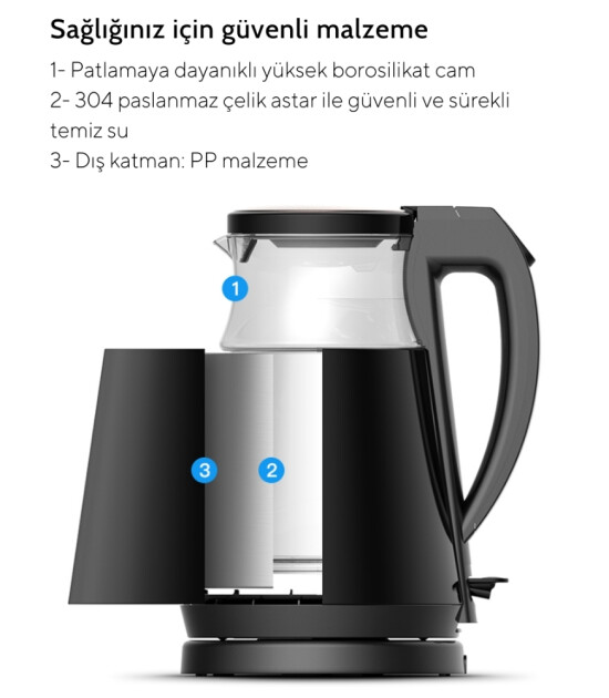 Deerma Dijital Isı Ayarlı Kettle & Su Isıtıcı