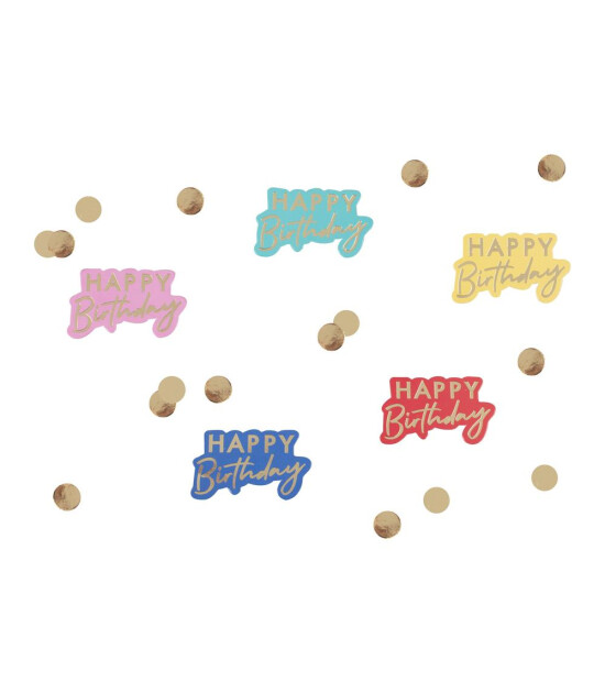 Ginger Ray - Table Confetti - Happy Birthday Multicoloured - Konfetiler