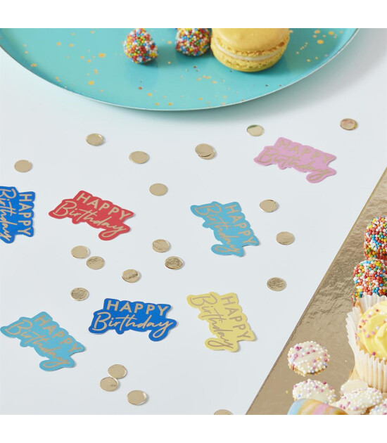 Ginger Ray - Table Confetti - Happy Birthday Multicoloured - Konfetiler