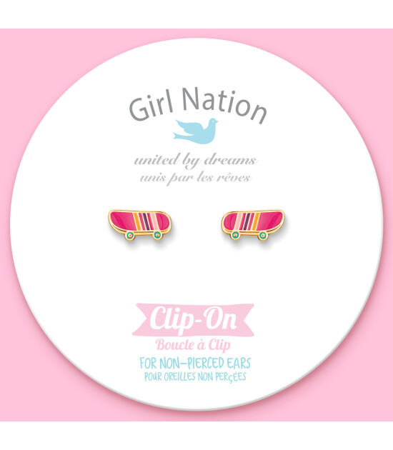 Girl Nation Clip On Klipsli Küpe // Sassy Skateboard