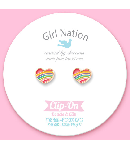 Girl Nation Clip On Klipsli Küpe // Rainbow Heart