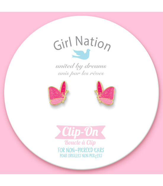 Girl Nation Clip On Klipsli Küpe // Glitter Butterfly