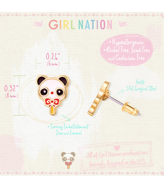 Girl Nation Cutie Küpe // Panda Popsicle