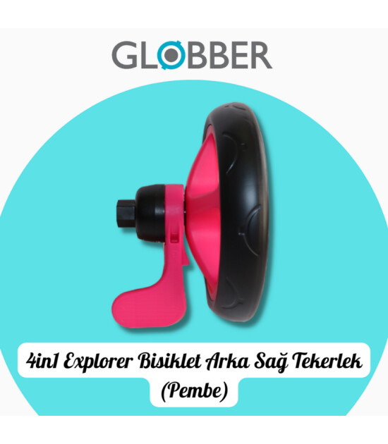 Globber 4in1 Explorer Bisiklet Yedek Parça // Arka Sağ Tekerlek (Pembe)