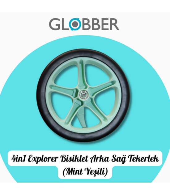 Globber 4in1 Explorer Bisiklet Yedek Parça // Arka Sağ Tekerlek (Mint Yeşili)