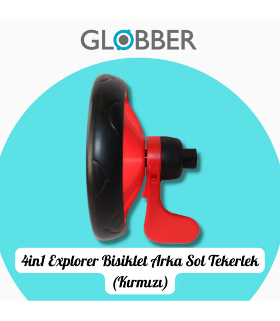 Globber 4in1 Explorer Bisiklet Yedek Parça // Arka Sol Tekerlek (Kırmızı)