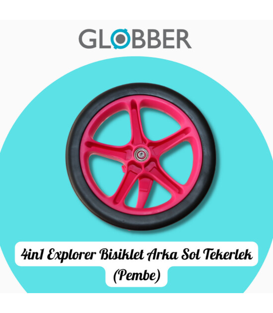 Globber 4in1 Explorer Bisiklet Yedek Parça // Arka Sol Tekerlek (Pembe)