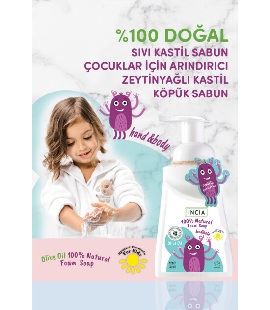 INCIA %100 Doğal Kids Zeytinyağlı Köpük Sabun