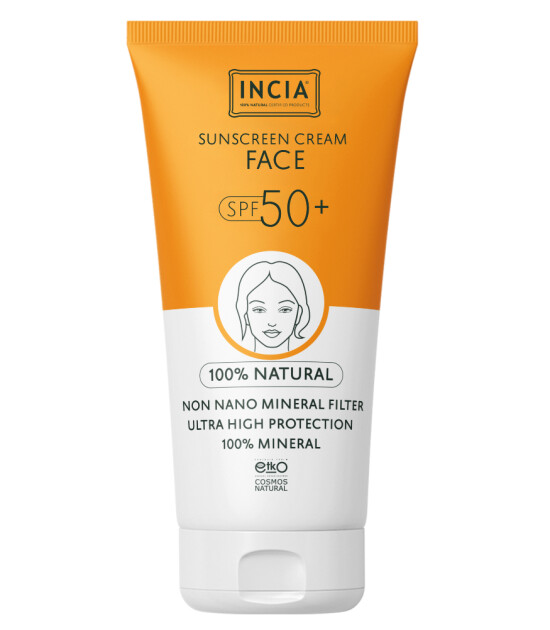 INCIA %100 Doğal Yüz için Güneş Kremi Mineral Filtreli (50 SPF+)