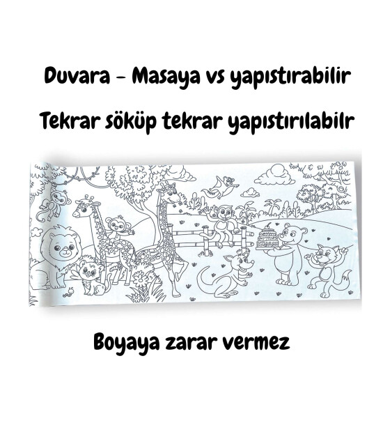 Lino Yapışkanlı Boyama Rulosu (200x30cm) // Animal Paradise