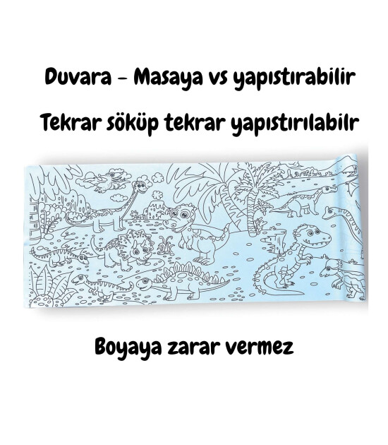 Lino Yapışkanlı Boyama Rulosu (200x30cm) // Age of Dinosaurs