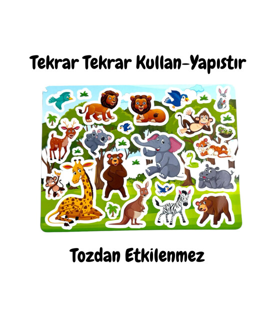 Lino Reusable Tak Çıkar Sticker Kitabı // Animal Paradise