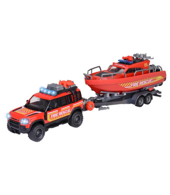 Majorette Land Rover Fire Rescue + Boat