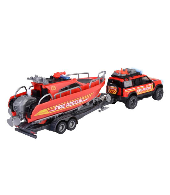 Majorette Land Rover Fire Rescue + Boat