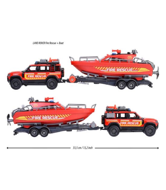 Majorette Land Rover Fire Rescue + Boat