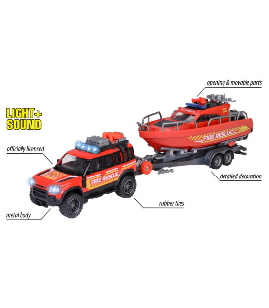 Majorette Land Rover Fire Rescue + Boat