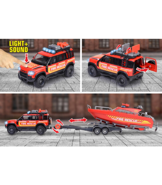 Majorette Land Rover Fire Rescue + Boat