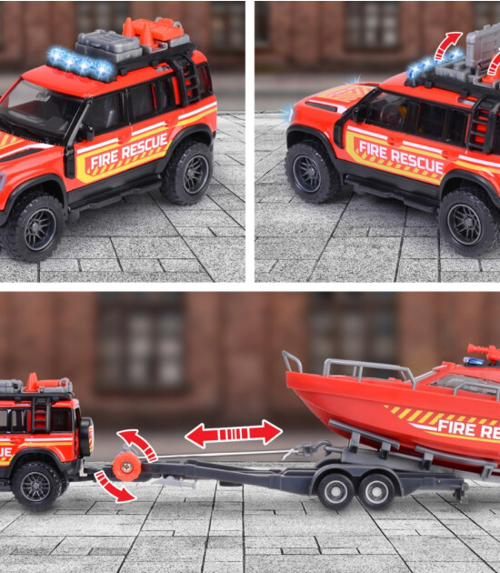 Majorette Land Rover Fire Rescue + Boat