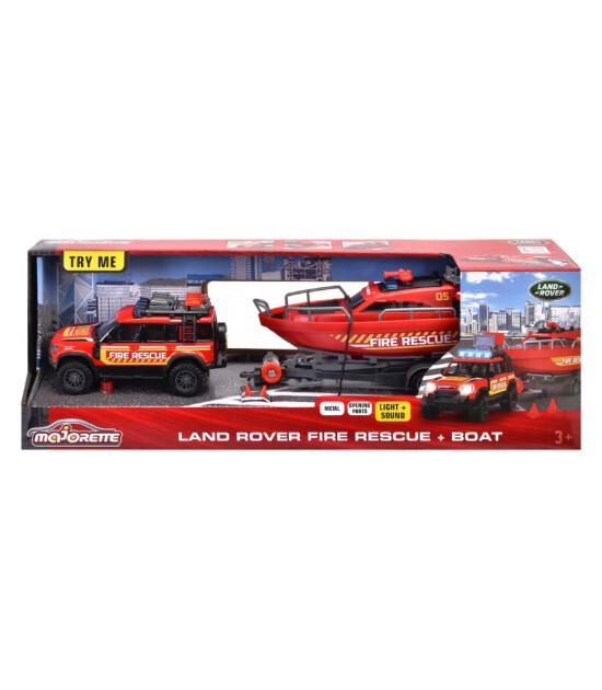 Majorette Land Rover Fire Rescue + Boat