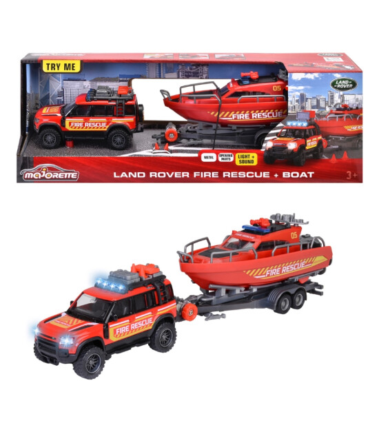 Majorette Land Rover Fire Rescue + Boat