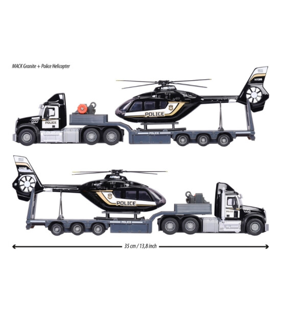 Majorette Mack Truck + Police Helicopter