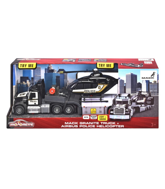 Majorette Mack Truck + Police Helicopter