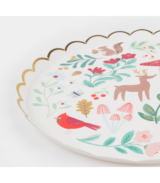 Meri Meri - Winter Woodland Dinner Plates - Orman Tabak (L) (8'li)