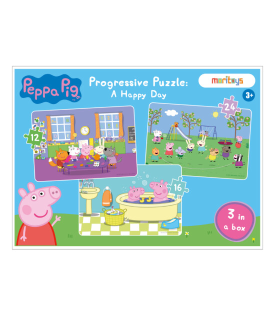 moritoys Peppa Pig Progressive Puzzle // A Happy Day (12 - 16- 24 Parça)