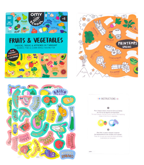 OMY School Eğitici Sticker Poster // Fruits & Vegetables