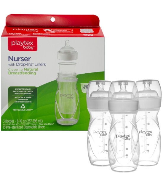 Playtex Baby Nurser Yenidoğan Anti Kolik Bebek Biberon & Liners Seti (236 ml) // 3 Biberon