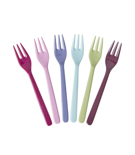 Rice Melamine Pasta Çatalı Seti // Color (6 Adet)