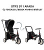 SmarTrike STR3 Plus 5’i 1 Arada Modüler Katlanabilir Bebek Arabası ve Üç Tekerlekli Bebek Bisikleti // Black