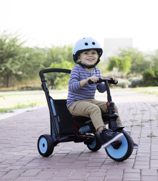 SmarTrike STR3 Plus 5’i 1 Arada Modüler Katlanabilir Bebek Arabası ve Üç Tekerlekli Bebek Bisikleti // Blue