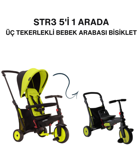 SmarTrike STR3 Plus 5’i 1 Arada Modüler Katlanabilir Bebek Arabası ve Üç Tekerlekli Bebek Bisikleti // Green