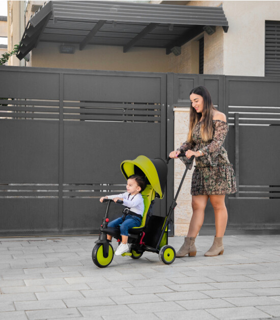 SmarTrike STR3 Plus 5’i 1 Arada Modüler Katlanabilir Bebek Arabası ve Üç Tekerlekli Bebek Bisikleti // Green