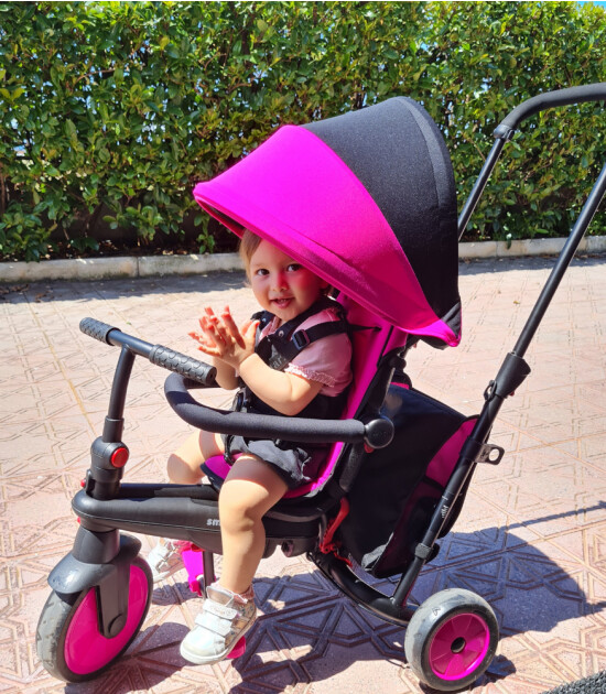 SmarTrike STR3 Plus 5’i 1 Arada Modüler Katlanabilir Bebek Arabası ve Üç Tekerlekli Bebek Bisikleti // Pink