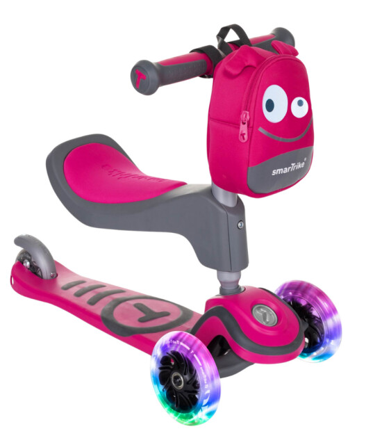 SmarTrike T1 3’ü1 Arada Oturaklı ve Çantalı Çocuk Scooterı (15 Ay - 5 Yaş) // Pink