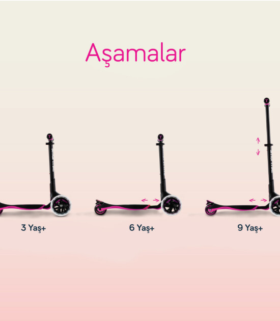 SmarTrike Xtend 3 Aşamalı Büyüyebilen Çocuk Scooter (3-12 Yaş) // Pink