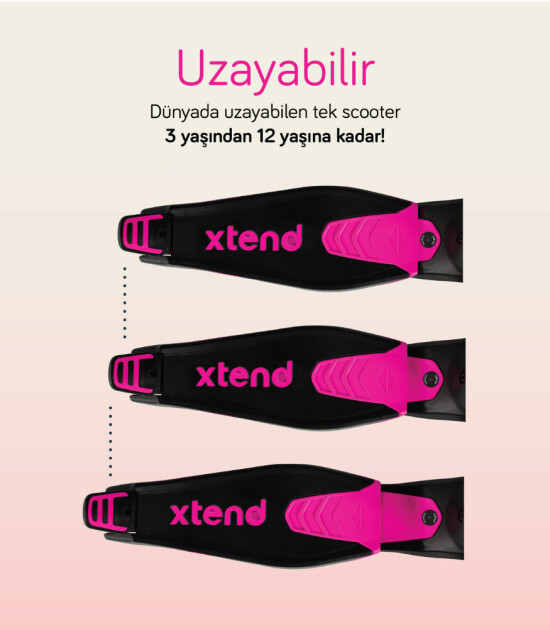 SmarTrike Xtend 3 Aşamalı Büyüyebilen Çocuk Scooter (3-12 Yaş) // Pink