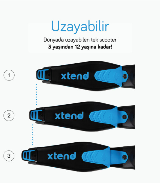 SmarTrike Xtend 3 Aşamalı Büyüyebilen Çocuk Scooter (3-12 Yaş) // Blue