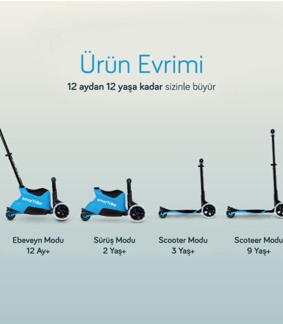 SmarTrike Xtend Büyüyebilen Ride On Scooter (12 Ay - 12 Yaş) // Blue