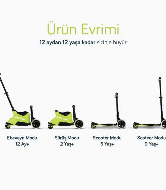 SmarTrike Xtend Büyüyebilen Ride On Scooter (12 Ay - 12 Yaş) // Lime