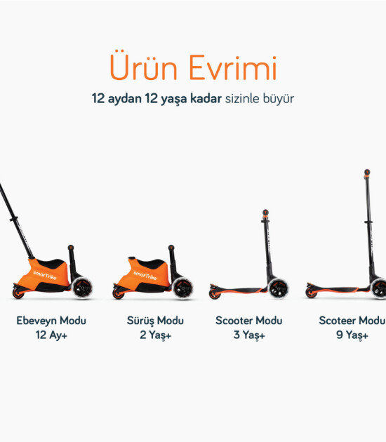 SmarTrike Xtend Büyüyebilen Ride On Scooter (12 Ay - 12 Yaş) // Orange