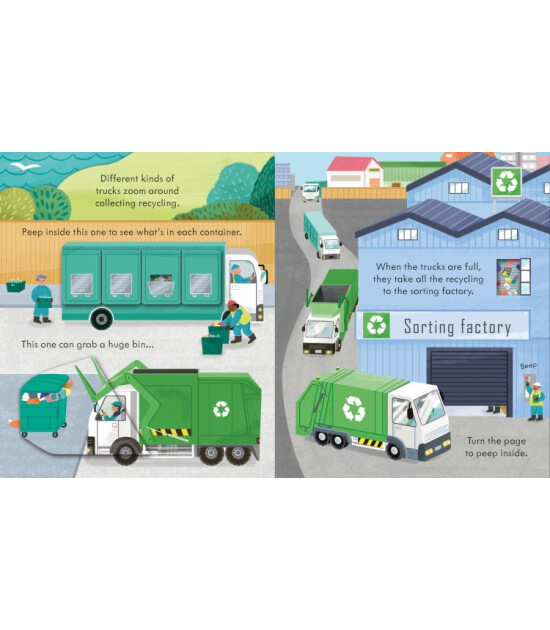 Usborne Peep Inside How a Recycling Truck Works